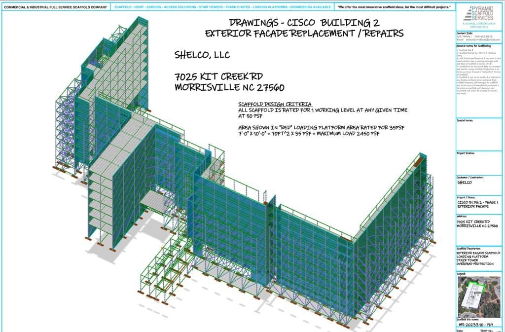 3D scaffold model created by Pyramid Scaffolding Services using Avontus Designer