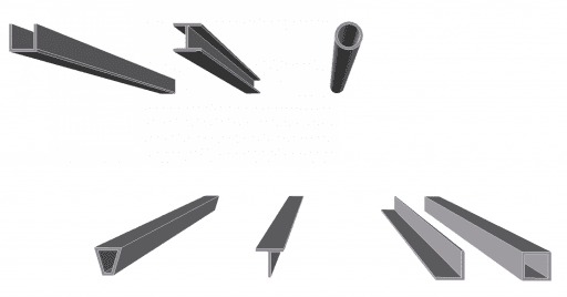 3D image of various construction beams