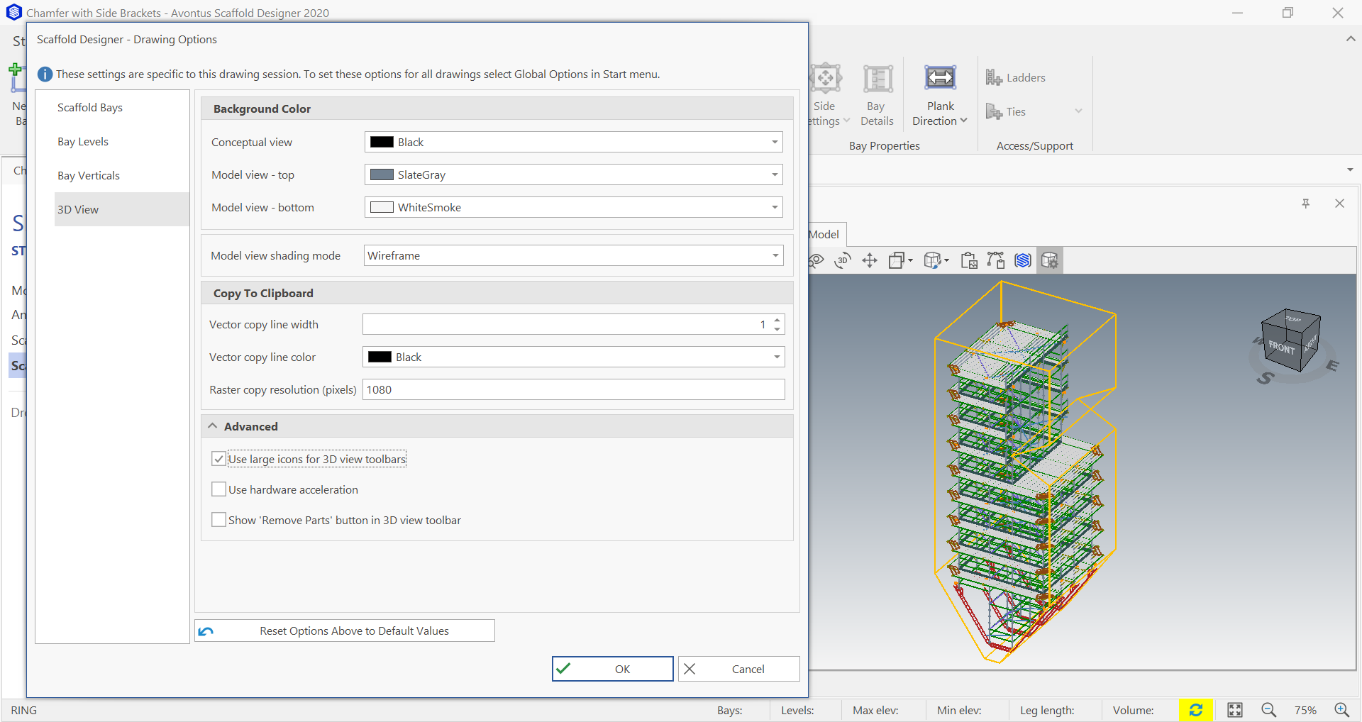 New Scaffold Designer toolbar has 3D conceptual and model views.
