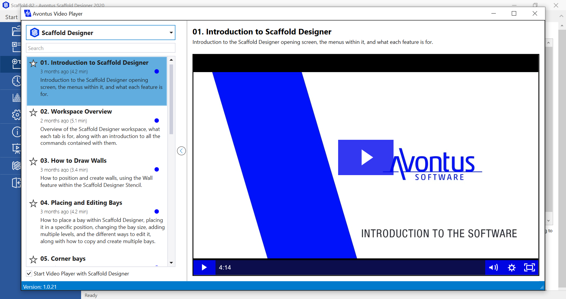 Scaffold Designer's new Training Video Player allows users to learn the software quickly.
