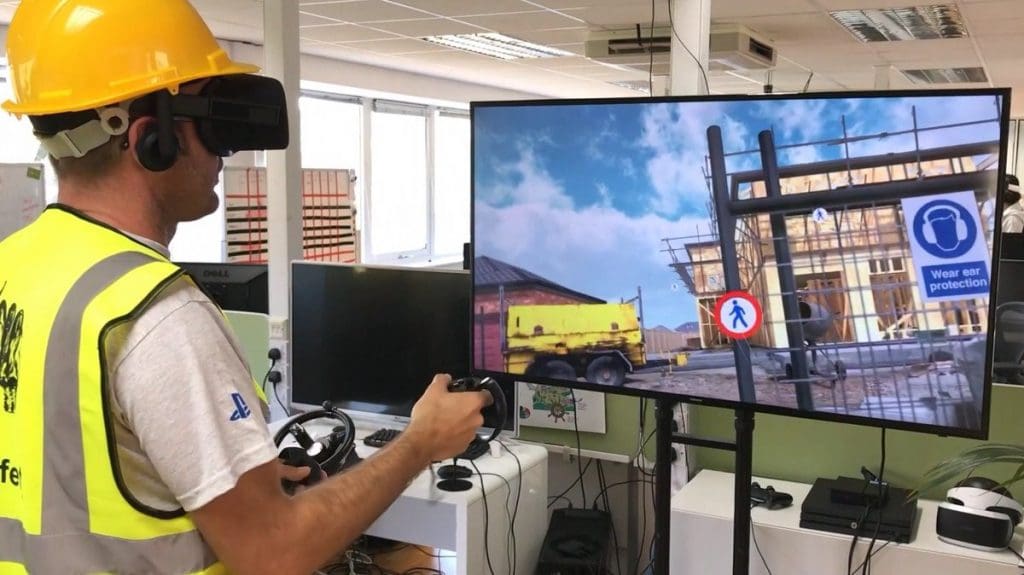 An engineer working on-site in virtual reality 