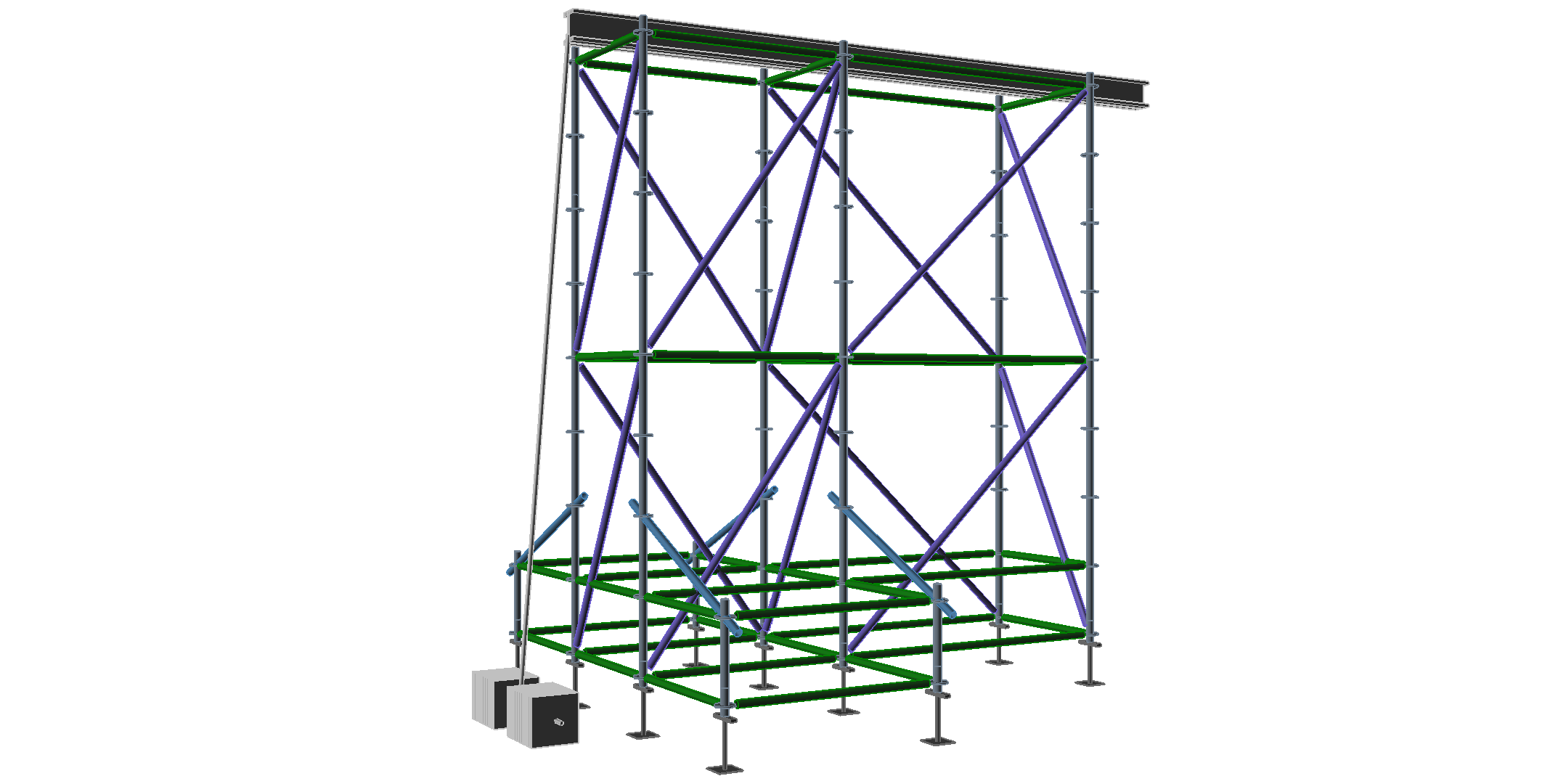 Close-up of a 3D scaffold drawing from Avontus Designer.